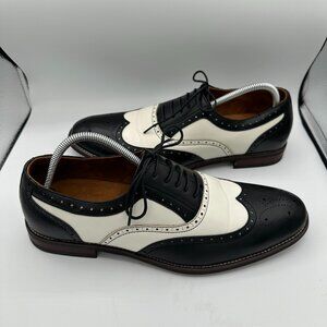 Ferro Aldo Men's Arthur Black & White Oxford Wingtip Dress Shoes Size 12